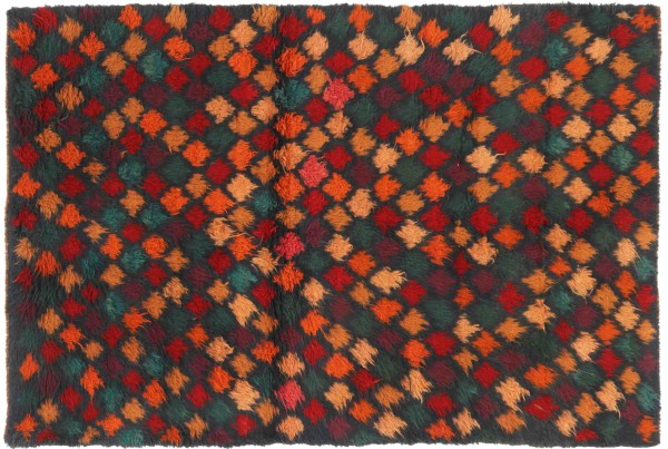 Gabbeh carpet 120x180 hand-knotted green patterned oriental UNIKAT short pile