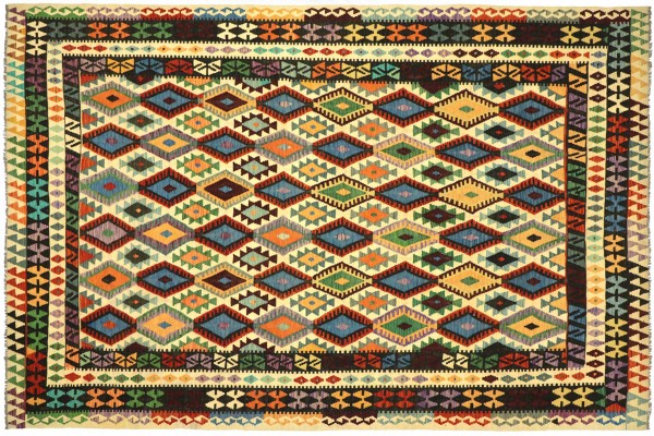 Afghan Maimana Kelim Bunt 250x350 Handgewebt Teppich Bunt Geometrisch Orient