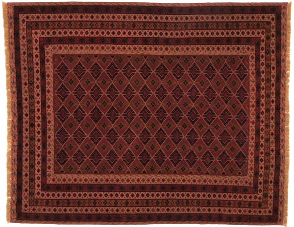 Afghan Mushwani Kilim Rug 150x200 Handwoven Red Oriental Handwork Woven