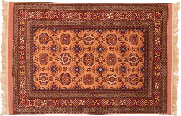 Afghan Mauri Kabul Rug 120x180 Hand Knotted Orange Geometric Pattern Orient