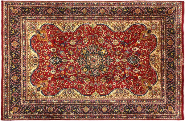 Mashhad Teppich Perserteppich Handgeknüpft Orientteppich 240x340 Rot Medaillon Wollteppich