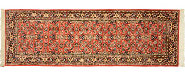 Sarough Rug 80x240 Hand Knotted Runner Orange Floral Orient Low Pile Living Room