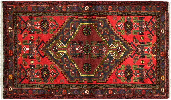 Persian Hamedan carpet 120x170 hand-knotted red medallion Orient short pile living room