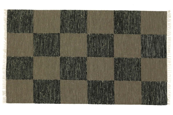 Kilim Rug 120x180 Handwoven Black Checkered Handmade Room