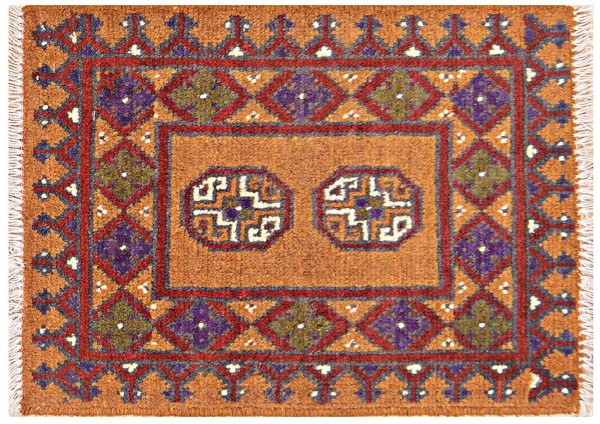 Afghan Aqcha Poshti carpet 40 x 60 hand-knotted brown geometric Orient d 