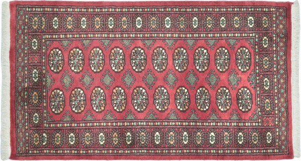 Pakistan Buchara 90x150 Handgeknüpft Teppich Beige Geometrisch Muster Kurzflor