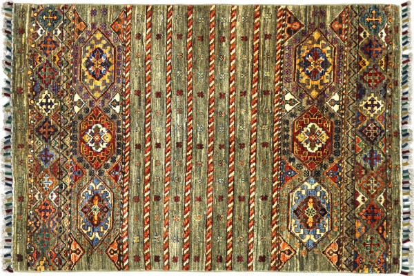 Afghan Khorjin Shaal Rug 70x140 Hand Knotted Beige Orient Short Pile Living Room
