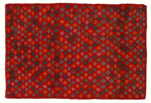 Gabbeh carpet 120x170 hand-knotted red stripes oriental UNIKAT short pile
