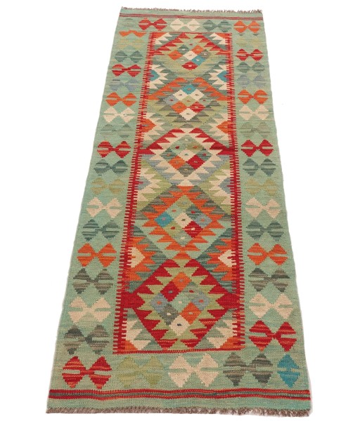 Afghan Maimana Kelim Teppich 60x180 Handgewebt Läufer Bunt Geometrisch Handarbeit