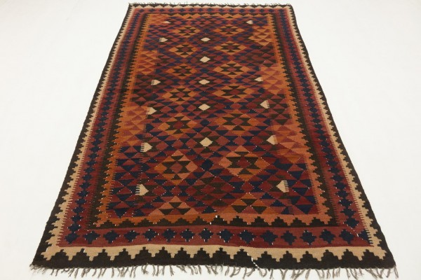 Afghan Maimana Kelim 150x250 Handgewebt Teppich Mehrfarbig Geometrisch Muster