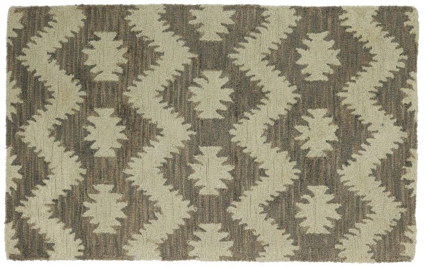 Wool carpet 100x150 gray patterned handmade hand tuft modern