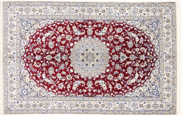 Persian carpet Nain 9LA 160x230 Hand-knotted Red Floral Oriental UNIKAT short pile