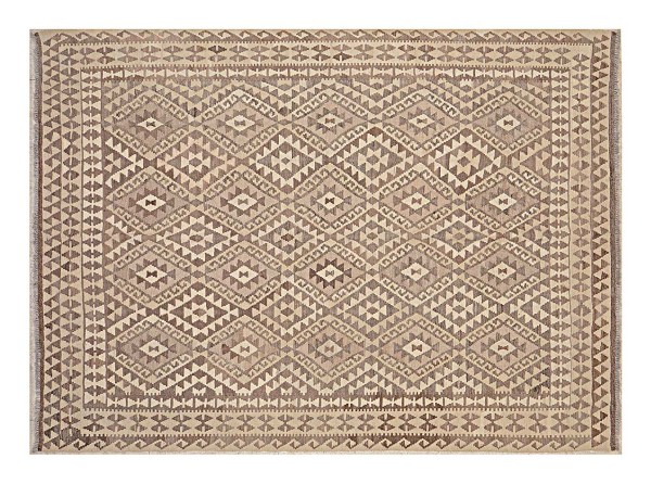 Afghan Kilim Old Style Natural Carpet 200x250 Handwoven Beige Geometric Handmade
