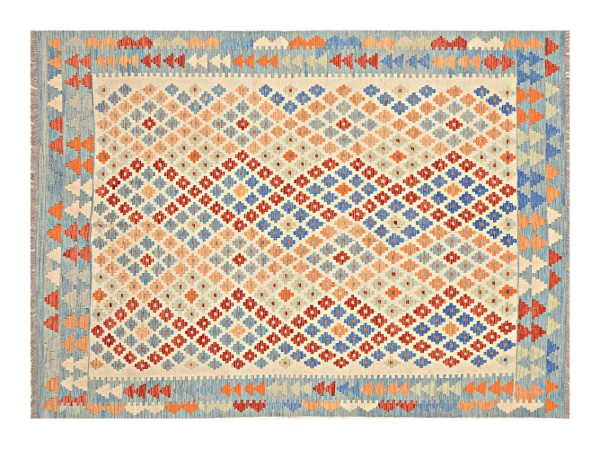 Afghan Maimana Kilim Rug 170x240 Handwoven Colorful Geometric Handwork Woven