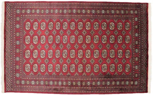 Pakistan Buchara 160x250 Handgeknüpft Teppich Rot Geometrisch Muster Kurzflor