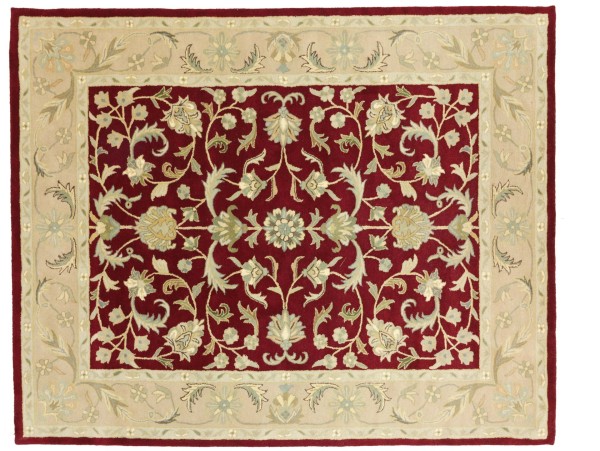Handmade Rug 250x300 Red Floral Pattern Hand Tufted Modern