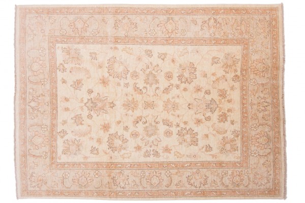 Afghan Chobi Ziegler 150x200 Handgeknüpft Teppich Beige Orientalisch Kurzflor