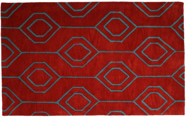 Short-pile carpet 120x180 red patterned handcrafted handtuft modern
