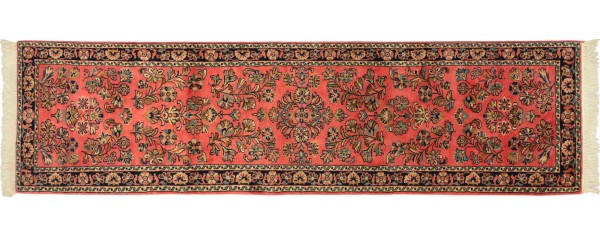 Sarough carpet 70x270 hand knotted runner pink floral Orient low pile living room