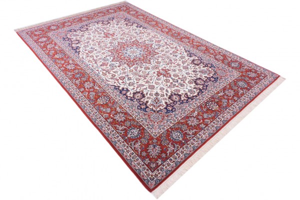 Perser Isfahan 200x300 Handgeknüpft Teppich Mehrfarbig Orientalisch Kurzflor