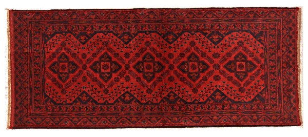 Afghan Khal Mohammadi Teppich 80x190 Handgeknüpft Braun Geometrisch Orient Kurzflor