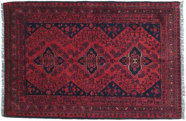 Afghan Khal Mohammadi Teppich 80x120 Handgeknüpft Braun Geometrisch Orient Kurzflor