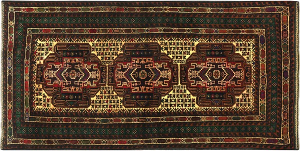 Afghan Baluch Baluch Rug 120x180 Hand Knotted Beige Geometric Orient Short Pile