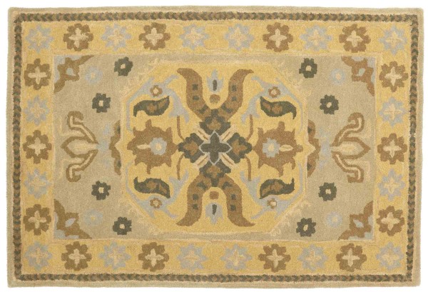 Wool rug Heriz 120x180 beige medallion handmade handtuft modern