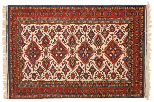 Afghan Mauri Kabul 150x200 Handgeknüpft Teppich Rot Geometrisch Muster Kurzflor