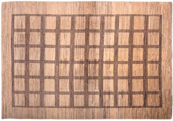 Afghan Modern Chobi Ziegler Rug 200x250 Hand Knotted Beige Geometric Pattern