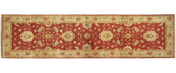 Afghan Feiner Ferahan Ziegler Teppich 80x300 Handgeknüpft Läufer Braunrot Floral Orient
