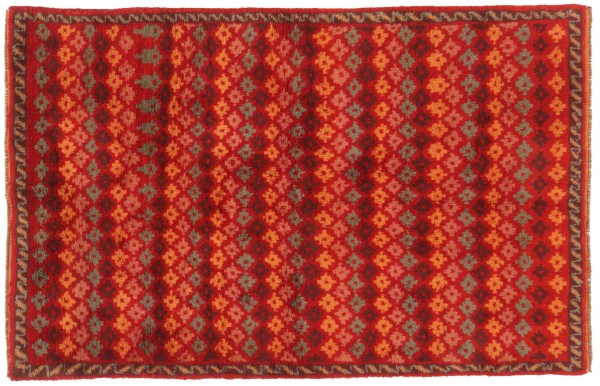 Gabbeh Teppich 130x200 Handgeknüpft Rot Streifen Orientalisch UNIKAT Kurzflor