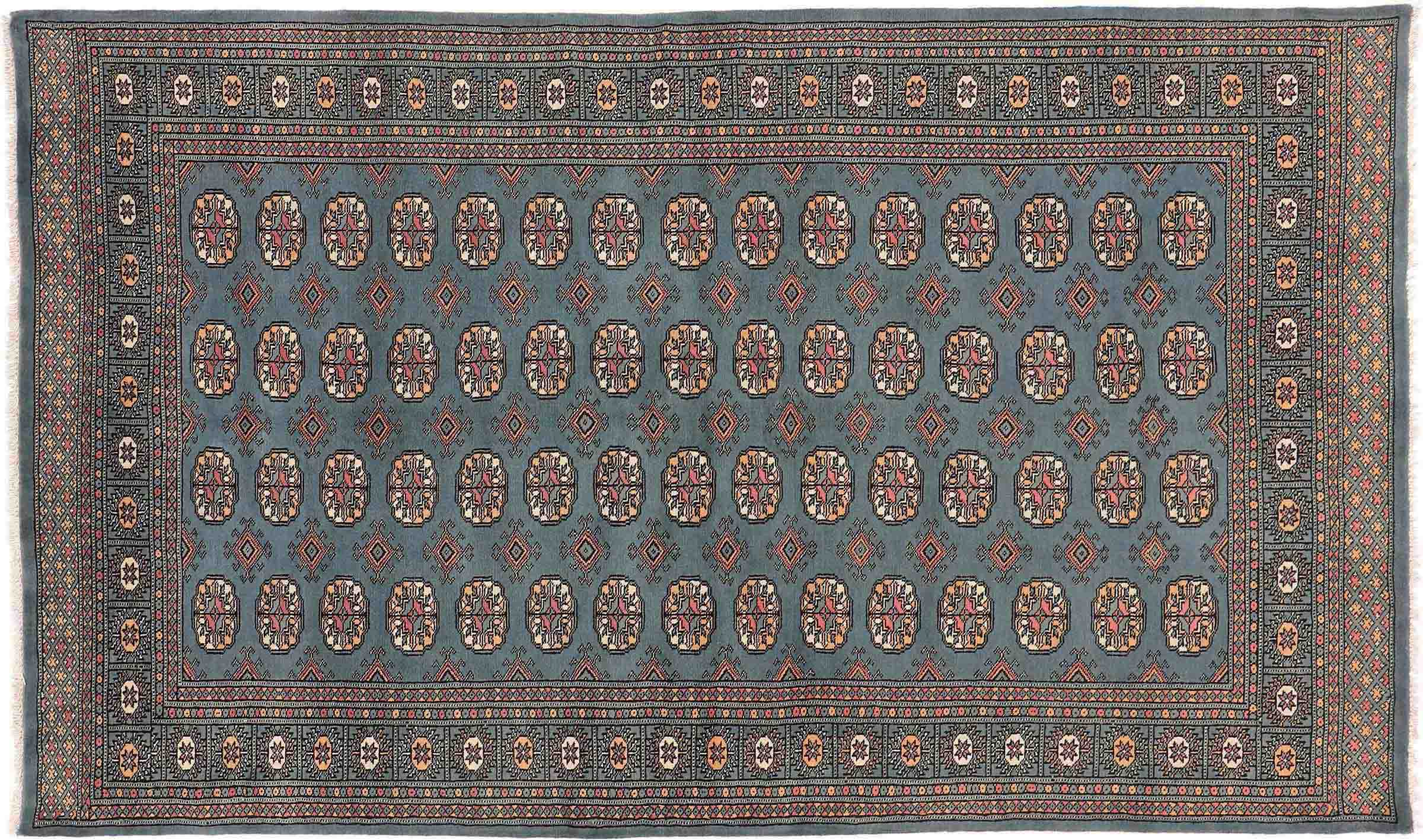 Pakistan Buchara Carpet 150x250 Hand Knotted Blue Geometric Orient Short Pile 