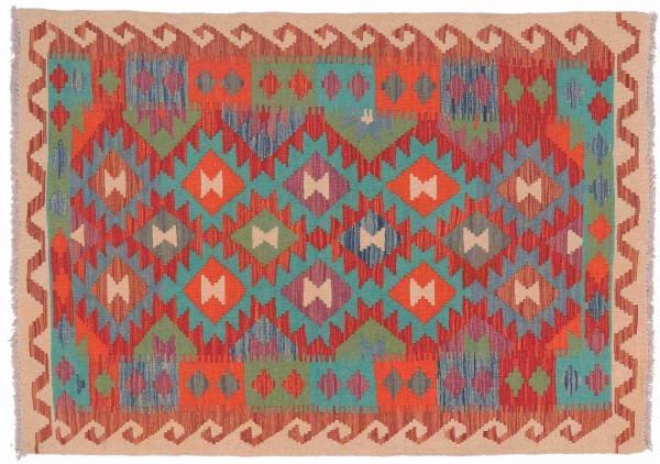 Afghan Maimana Kilim Rug 100x150 Handwoven Colorful Geometric Handwork Woven