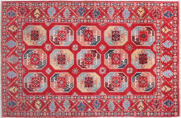 Afghan Kazak Elephant Foot Rug 120x180 Hand Knotted Red Patterned Orient