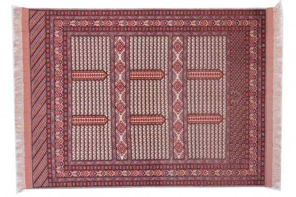 Afghan Mauri Kabul 200x300 Handgeknüpft Teppich Mehrfarbig Geometrisch Muster
