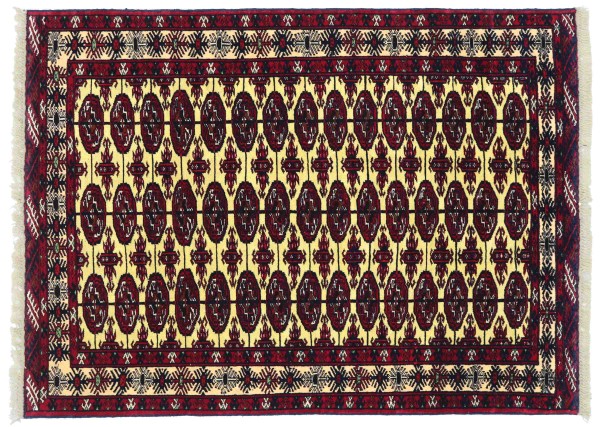 Afghan Teppich 80x120 Handgeknüpft Beige Geometrisch Orient Kurzflor Wohnzimmer