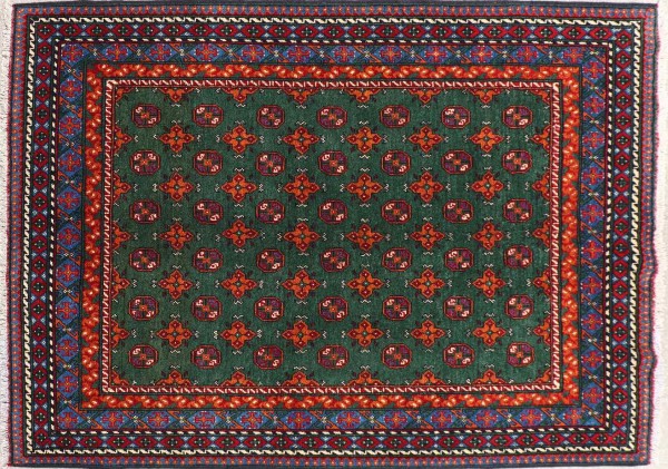 Afghan Aqcha Rug 170x240 Hand Knotted Green Patterned Orient Short Pile