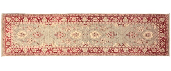 Afghan Chobi Ziegler carpet 80x300 hand-knotted runner gray oriental Orient