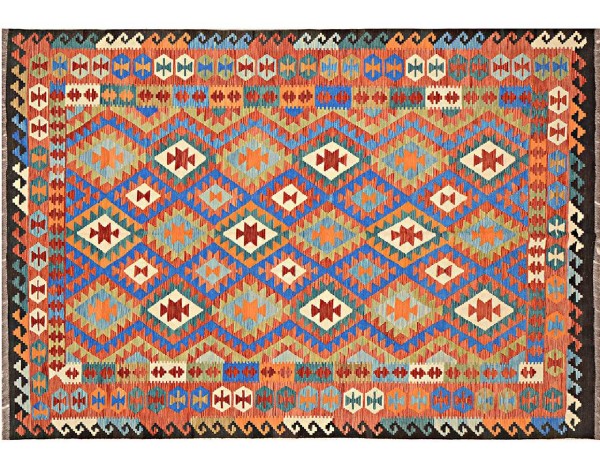 Afghan Maimana Kilim Rug 200x300 Handwoven Colorful Geometric Handwork Woven