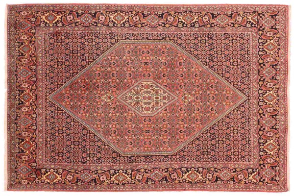 Perser Bidjar Zandjan 200x300 Handgeknüpft Teppich Rot Geometrisch Muster