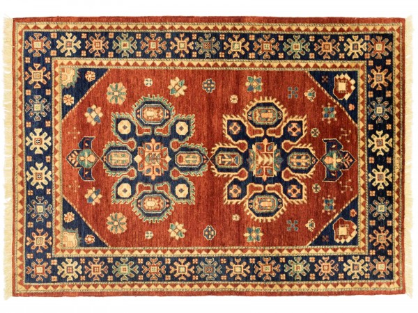 Afghan Chobi Ziegler 120x180 Handgeknüpft Teppich Rot Orientalisch Kurzflor