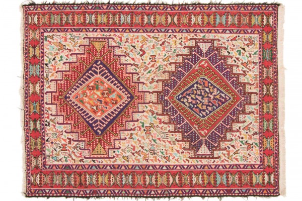 Persian Silk Soumakh Carpet 120x170 Handwoven Multicolored Oriental Handmade