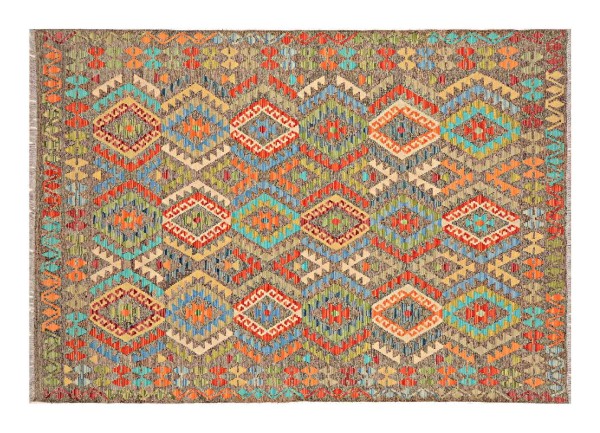 Afghan Maimana Kilim Rug 180x250 Handwoven Colorful Geometric Handwork Woven