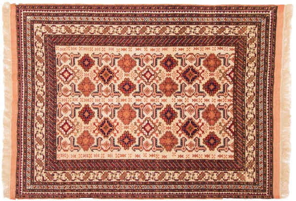 Afghan Mauri Kabul 120x150 Handgeknüpft Teppich Beige Geometrisch Muster