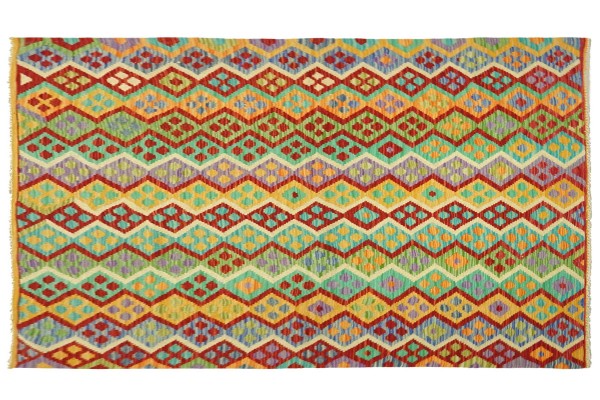 Afghan Maimana Kelim Bunt 150x200 Handgewebt Teppich Bunt Geometrisch Orient