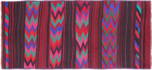 Afghan Kilim Soumakh Ghalmuri Rug 120x270 Handwoven Purple Stripes Handmade