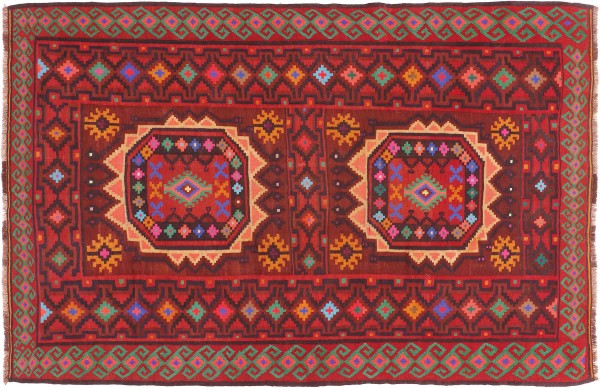 Afghan Kilim Soumakh Ghalmuri Rug 160x250 Handwoven Brown Geometric Handmade