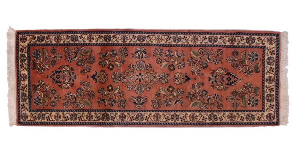 Sarough carpet 70x200 hand-knotted runner terracotta floral oriental UNIKAT