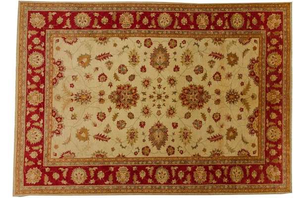 Afghan Chobi Ziegler 270x390 Handgeknüpft Teppich Beige Orientalisch Kurzflor